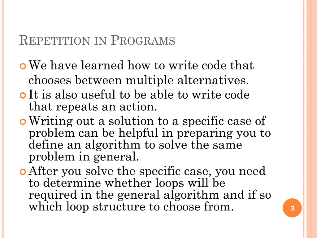 r epetition in p rograms