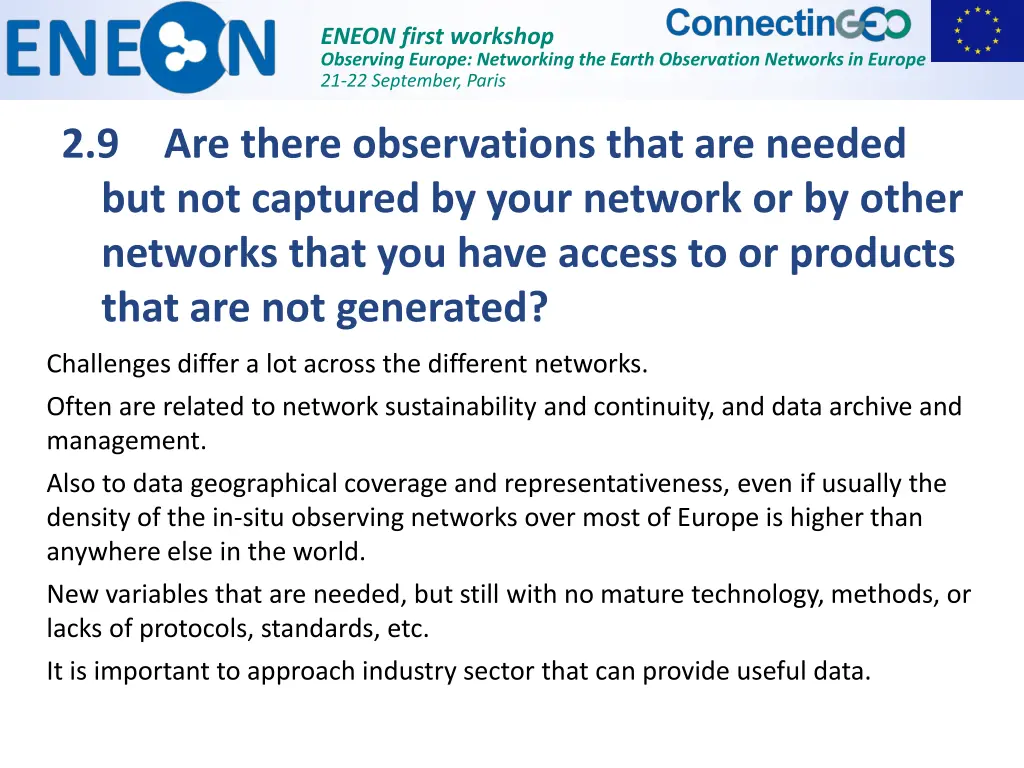 eneon first workshop observing europe networking 10