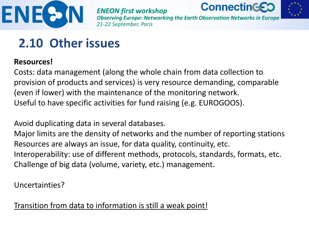 eneon first workshop observing europe networking 11
