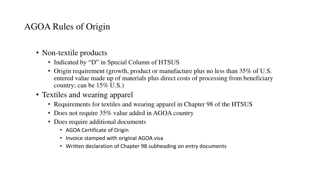 agoa rules of origin