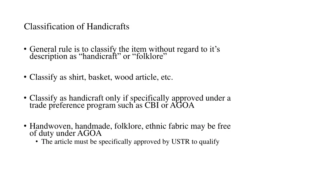 classification of handicrafts