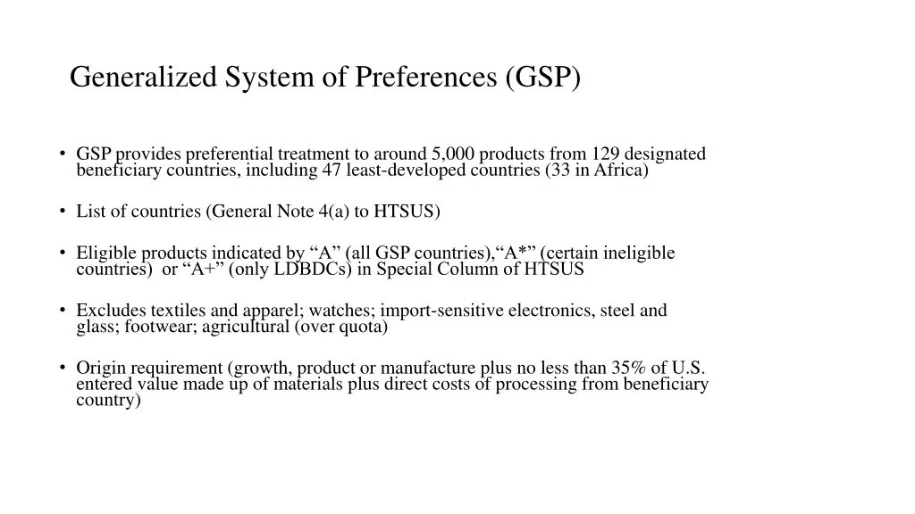 generalized system of preferences gsp