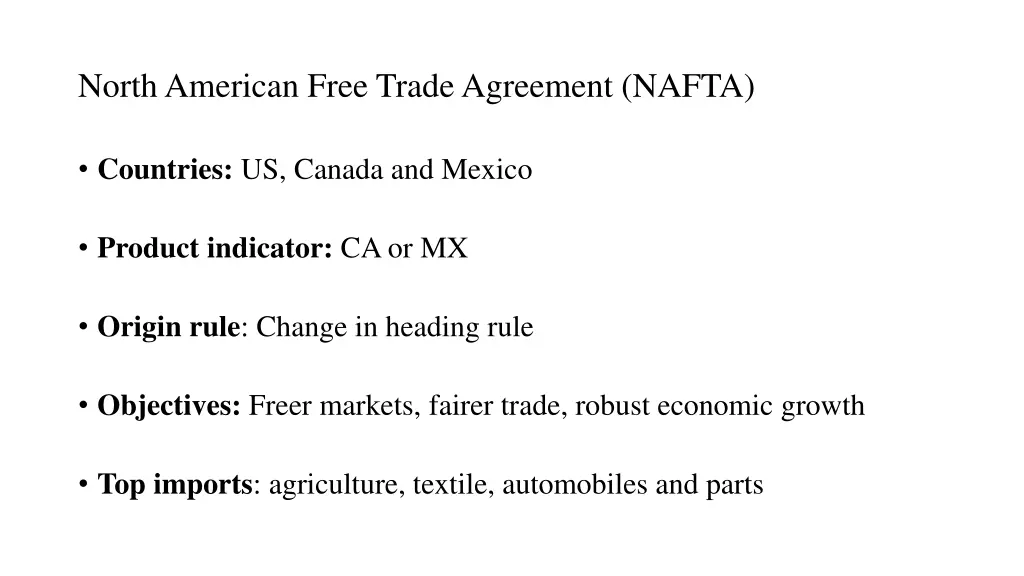 north american free trade agreement nafta
