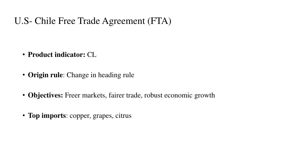u s chile free trade agreement fta