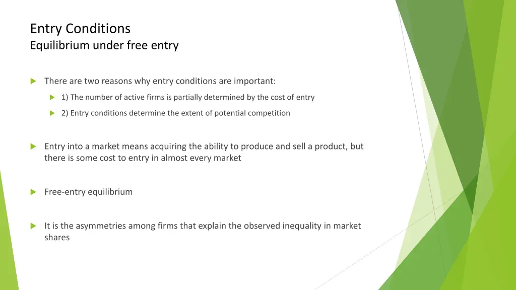 entry conditions equilibrium under free entry