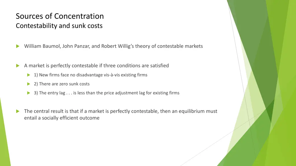 sources of concentration contestability and sunk