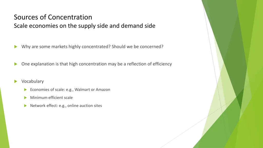 sources of concentration scale economies