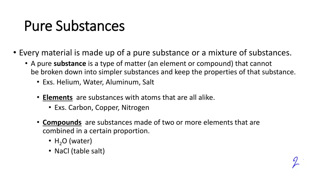 pure substances pure substances