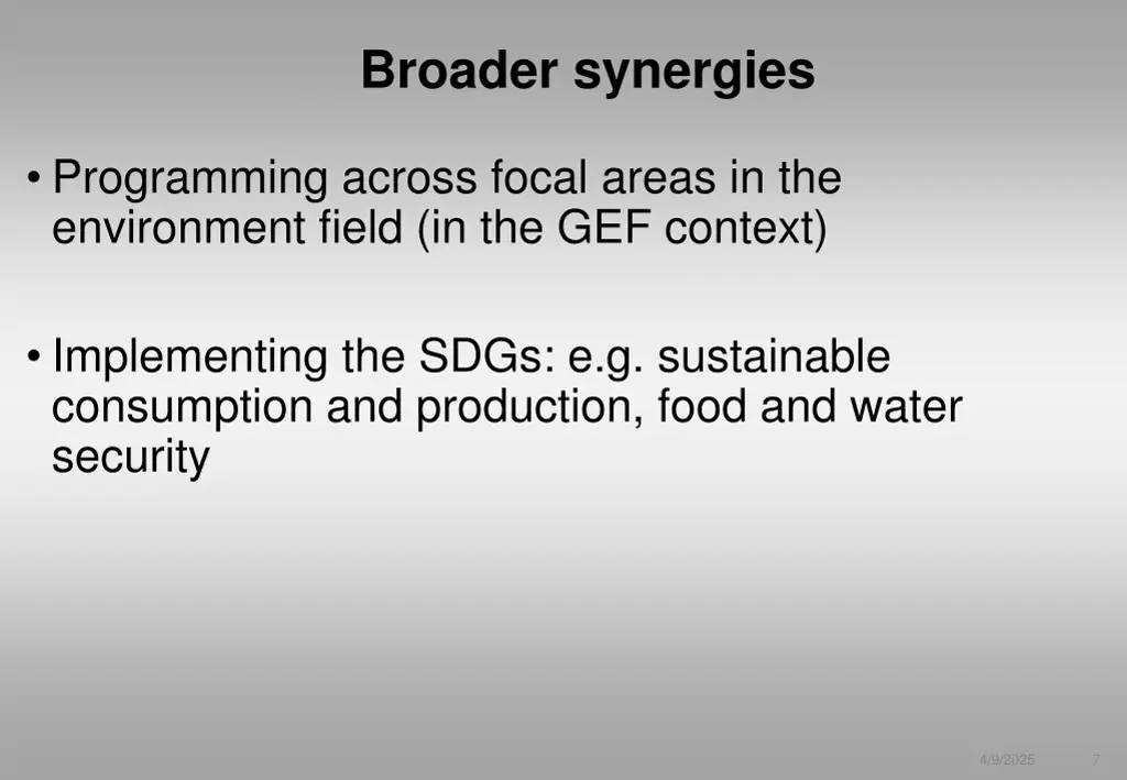 broader synergies