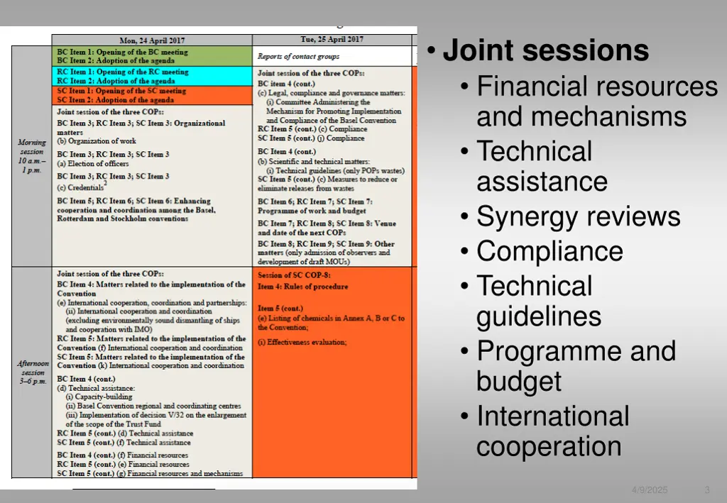 joint sessions financial resources and mechanisms