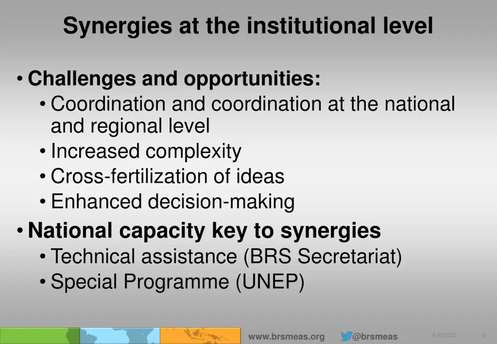 synergies at the institutional level 1