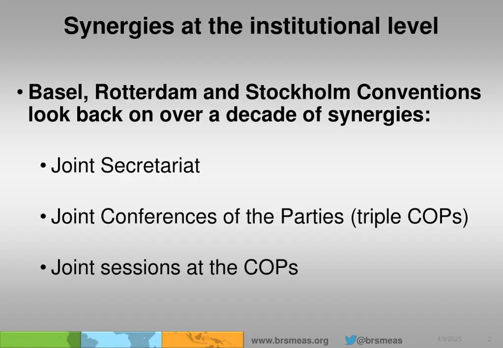 synergies at the institutional level