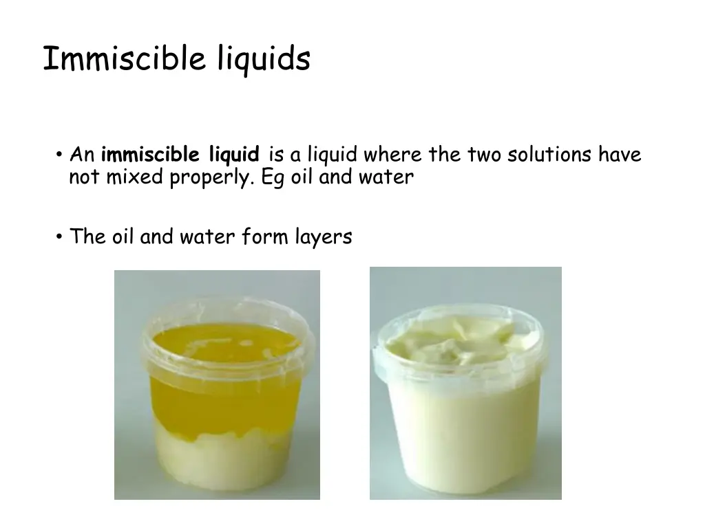 immiscible liquids