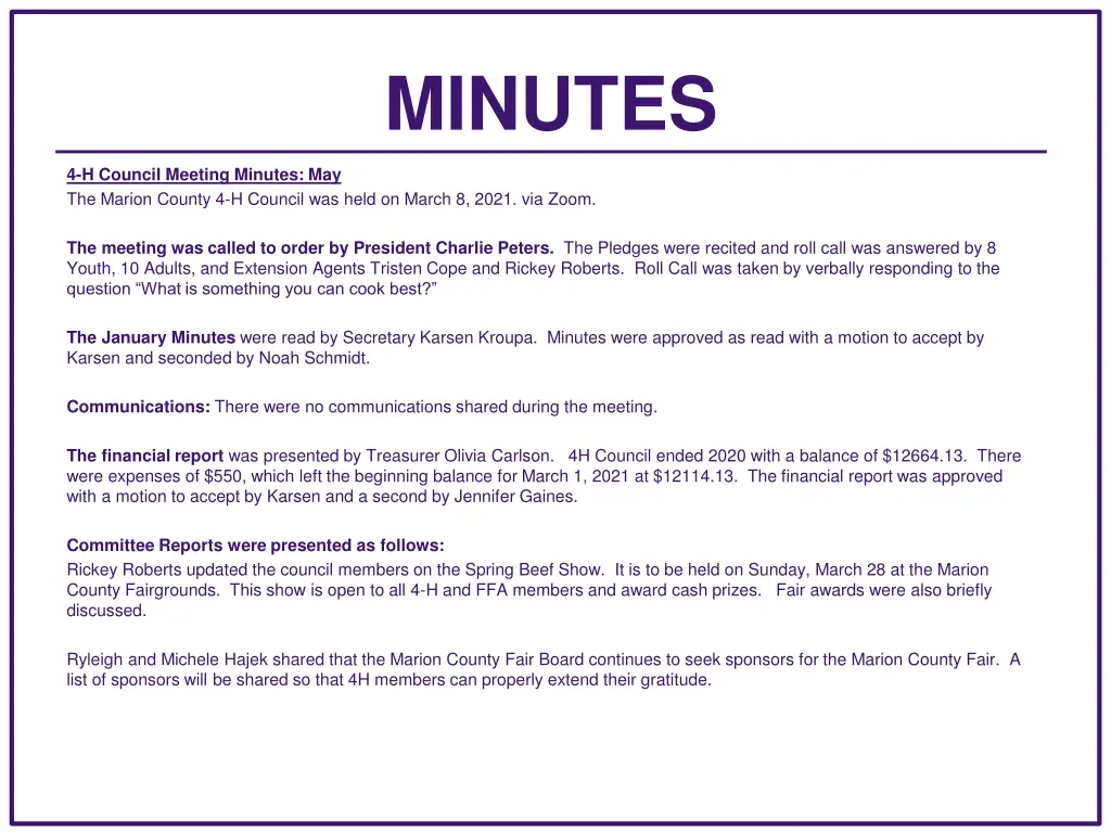 minutes