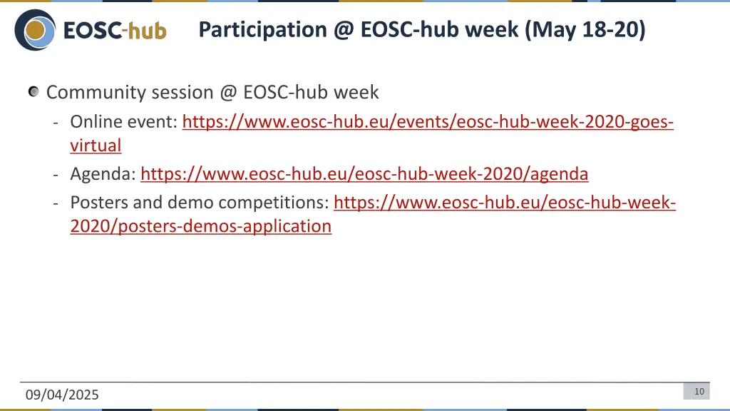 participation @ eosc hub week may 18 20