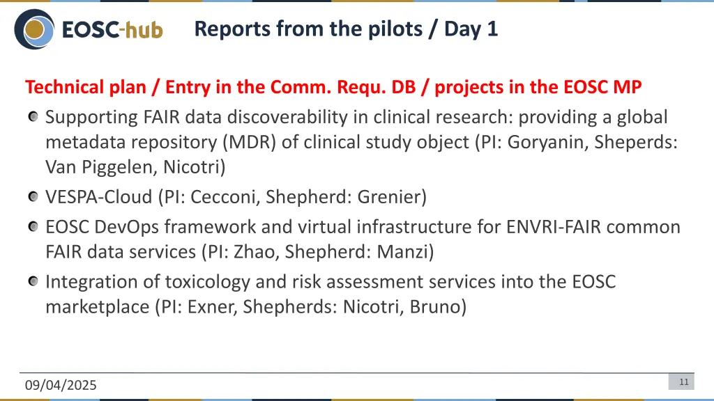 reports from the pilots day 1