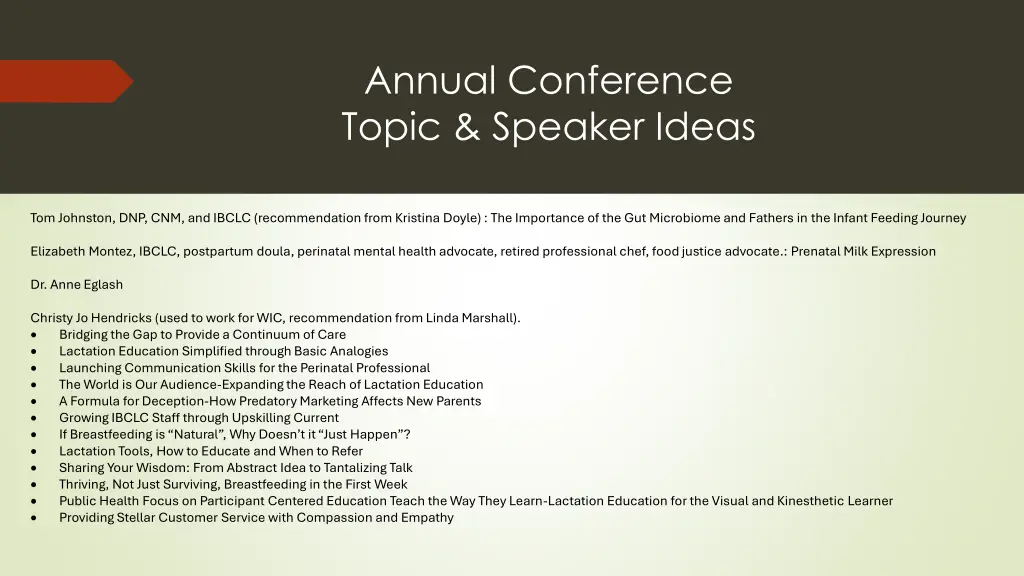 annual conference topic speaker ideas