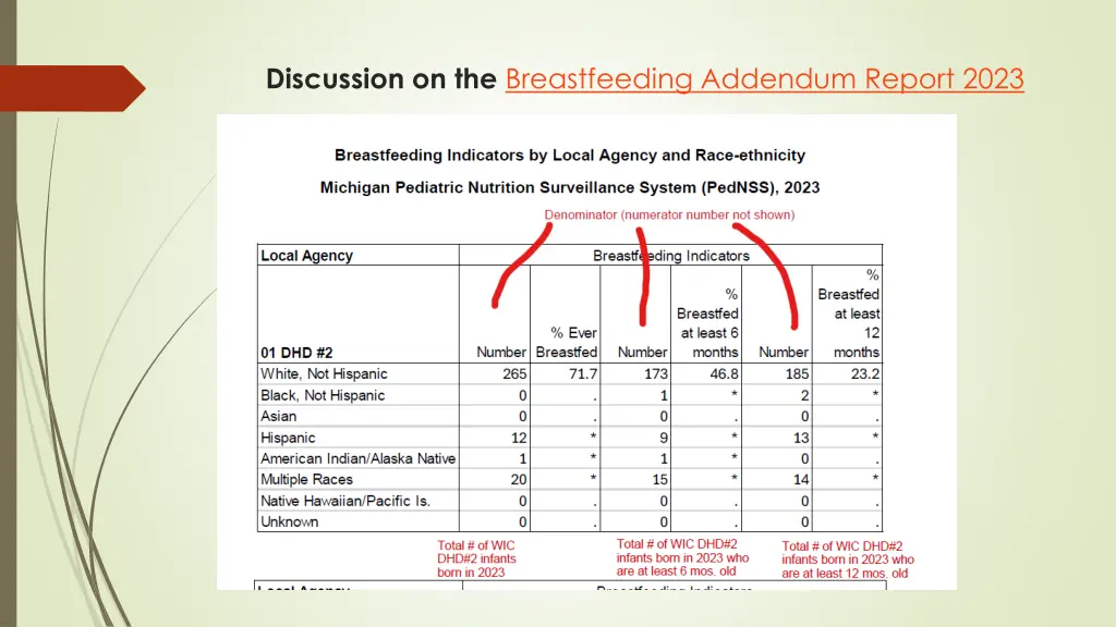 discussion on the breastfeeding addendum report