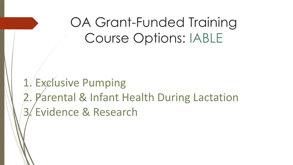 oa grant funded training course options iable