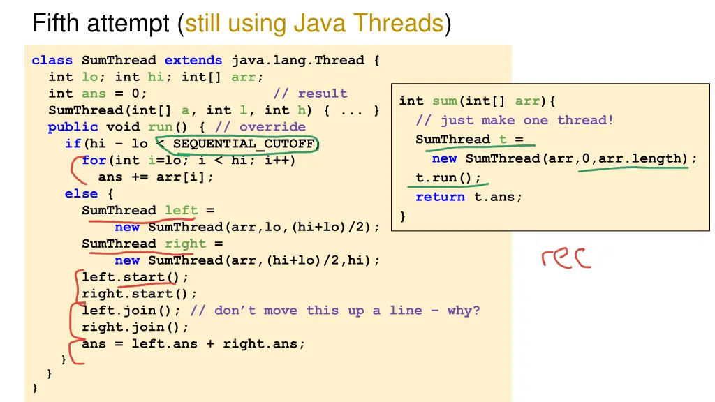 fifth attempt still using java threads