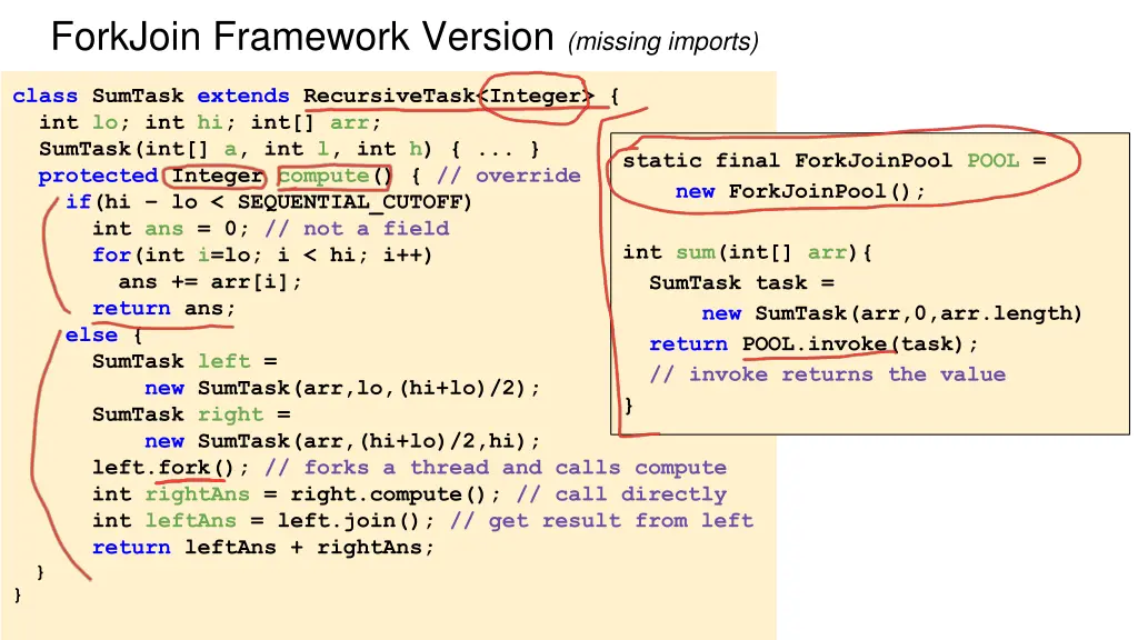 forkjoin framework version missing imports