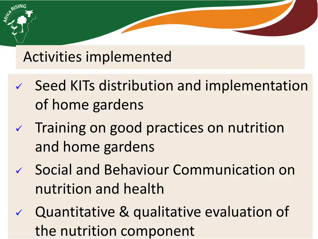 activities implemented