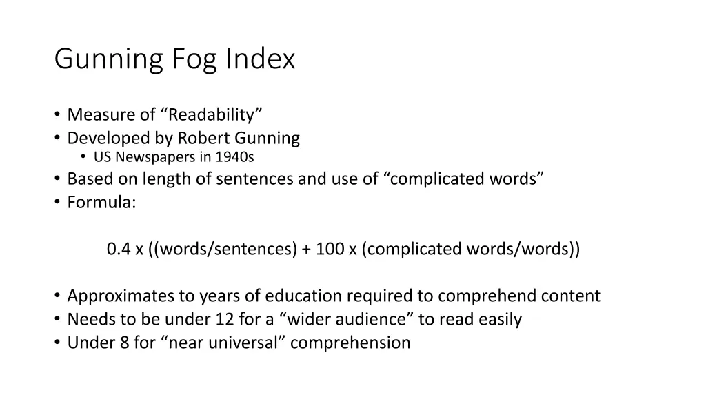 gunning fog index