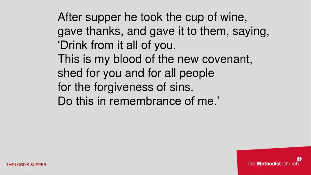 after supper he took the cup of wine gave thanks