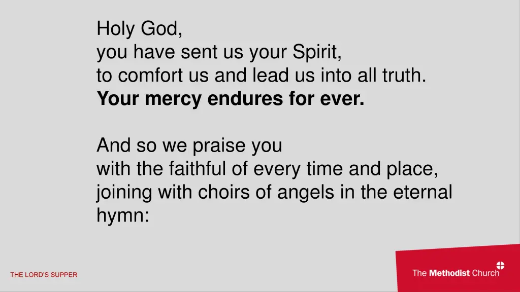 holy god you have sent us your spirit to comfort