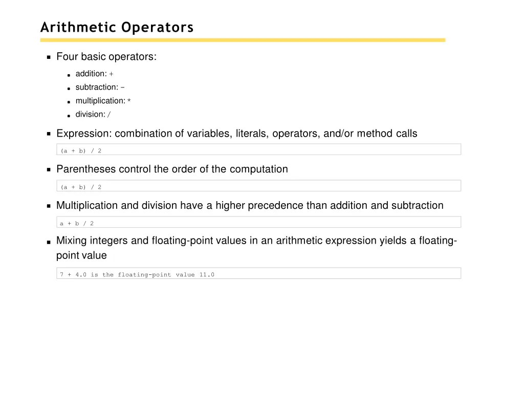 arithmetic operators