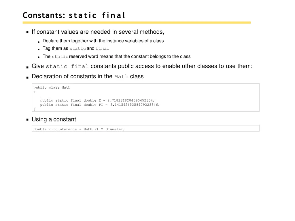 constants static final