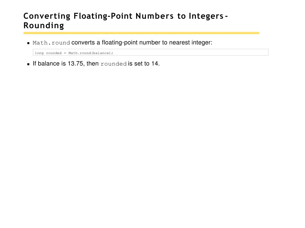 converting floating point numbers to integers