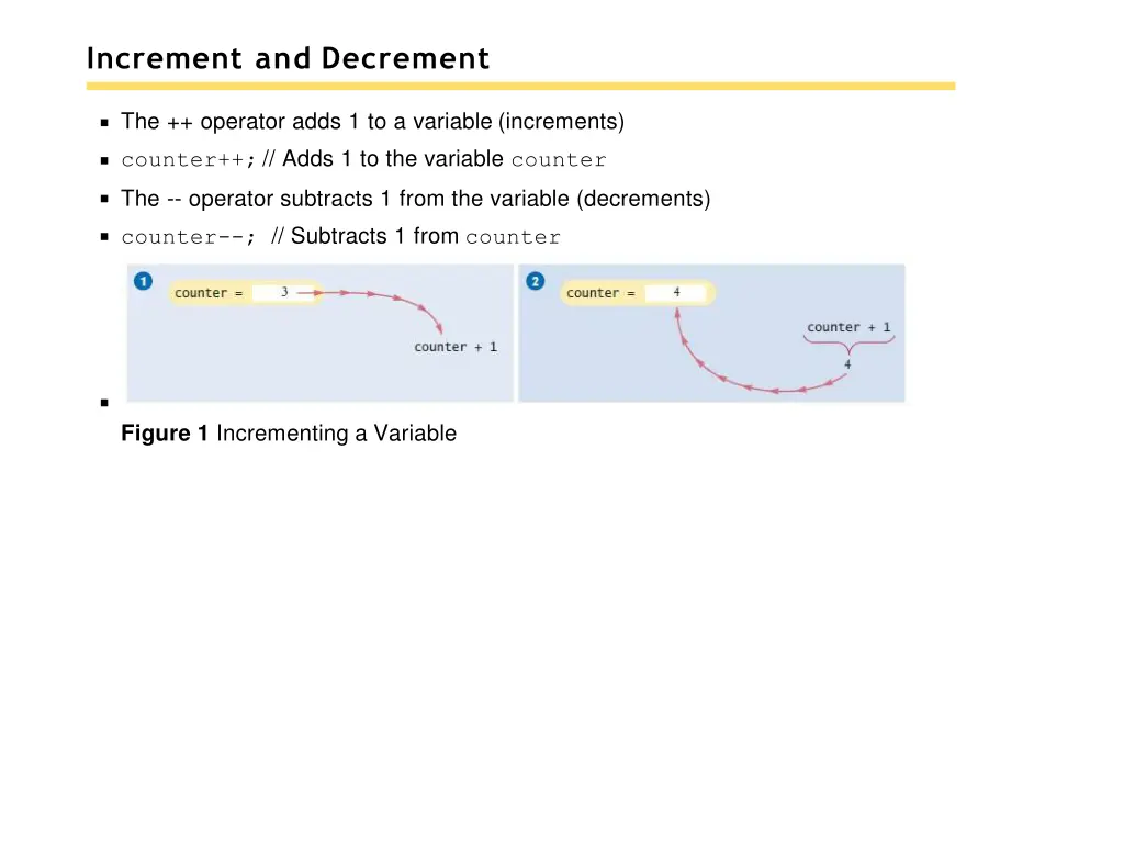 increment and decrement