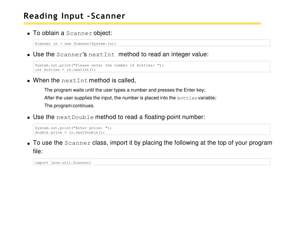 reading input scanner