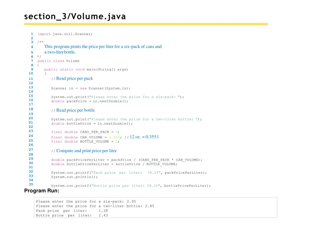 section 3 volume java
