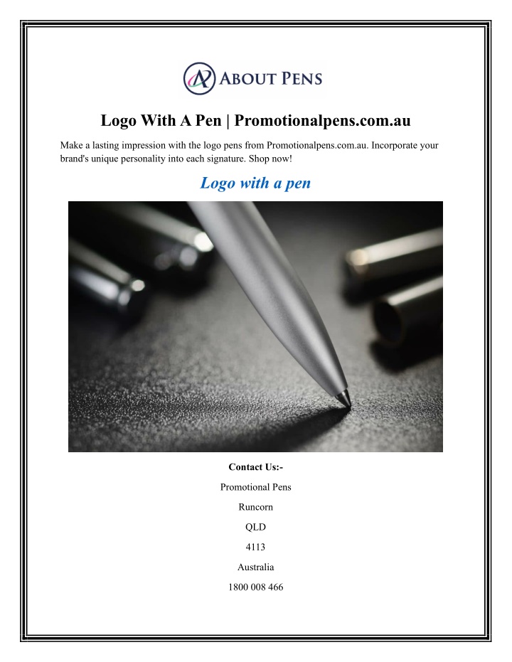 logo with a pen promotionalpens com au