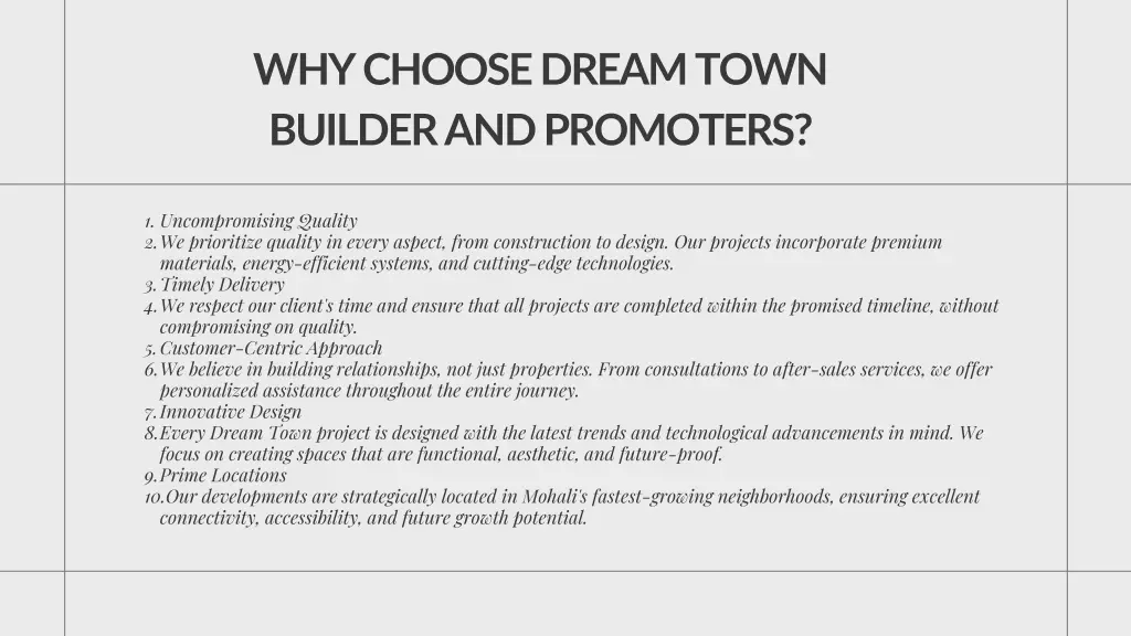 why choose dream town builder and promoters
