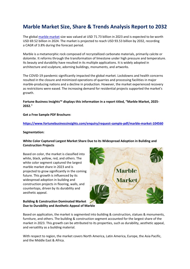 marble market size share trends analysis report