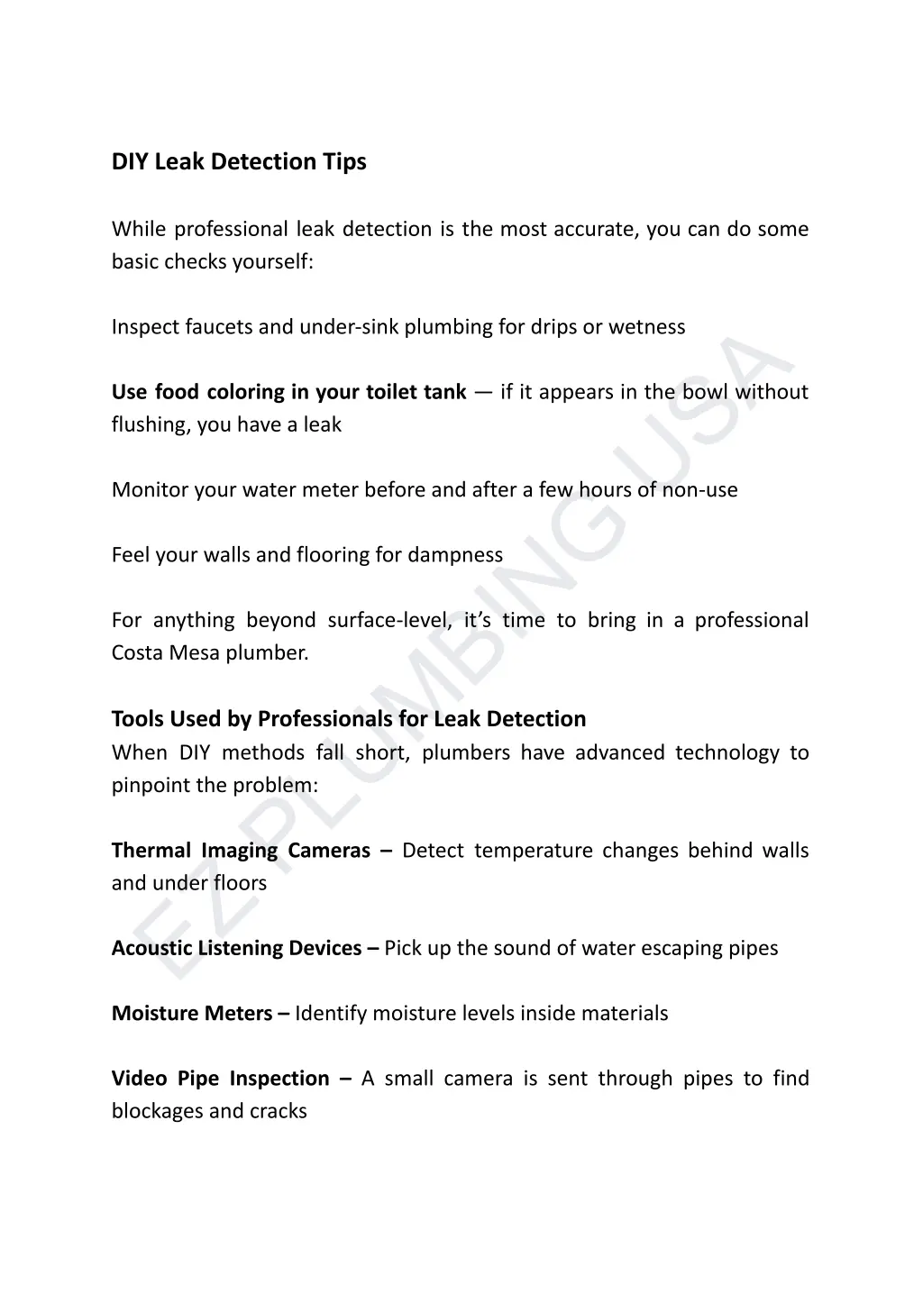 diy leak detection tips while professional leak