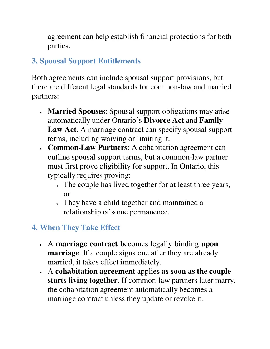 agreement can help establish financial