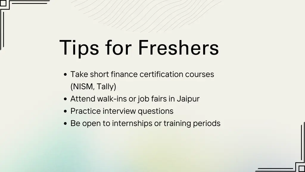 tips for freshers