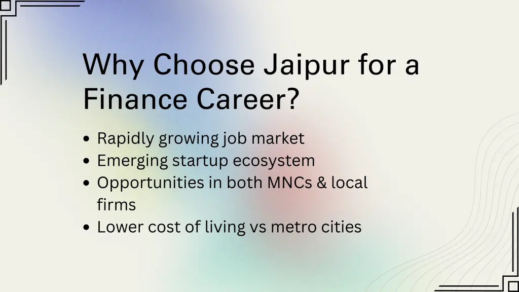 why choose jaipur for a finance career