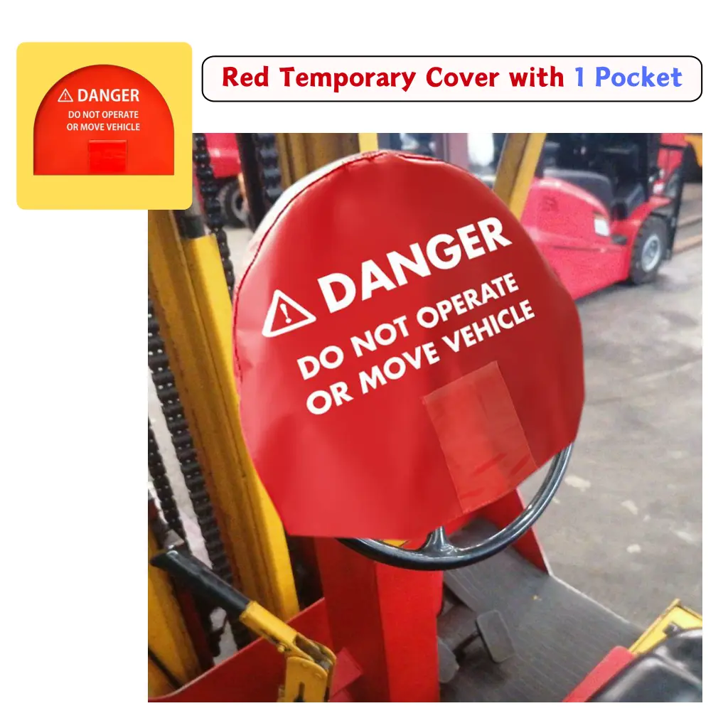 red temporary cover with 1 pocket