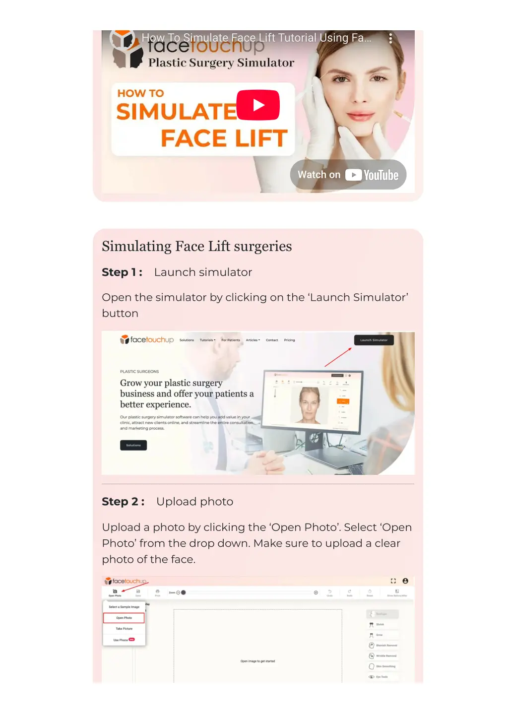 how to simulate face lift tutorial using