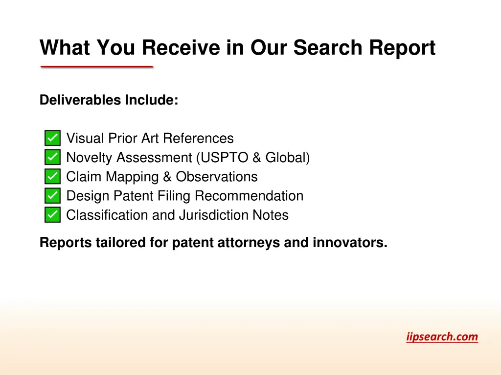 what you receive in our search report