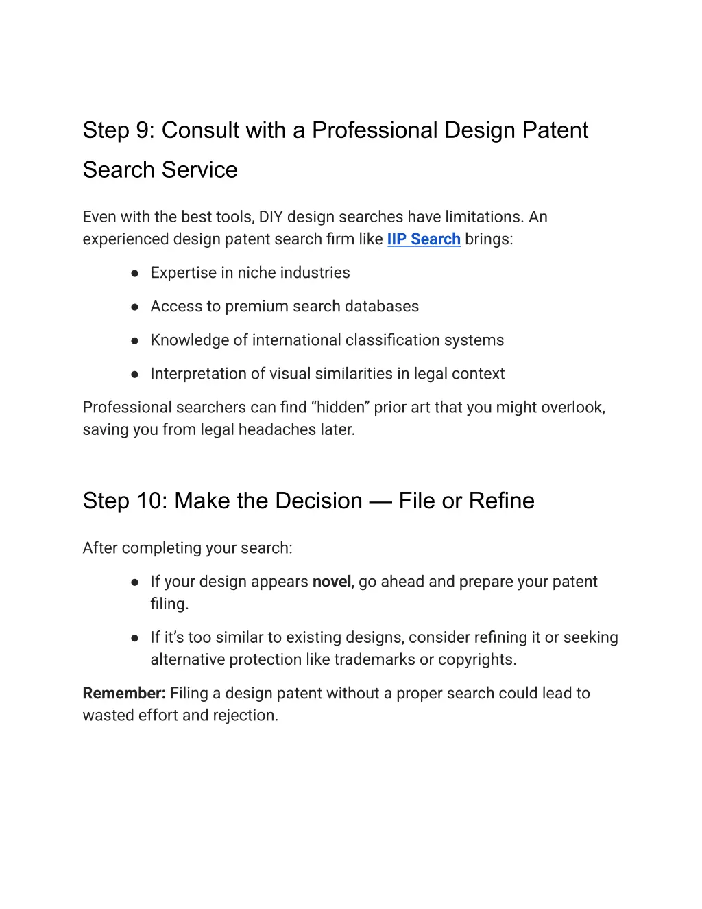 step 9 consult with a professional design patent