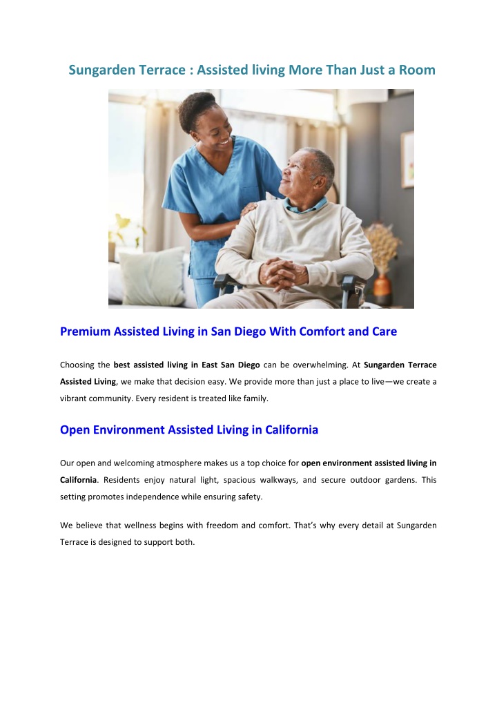 sungarden terrace assisted living more than just