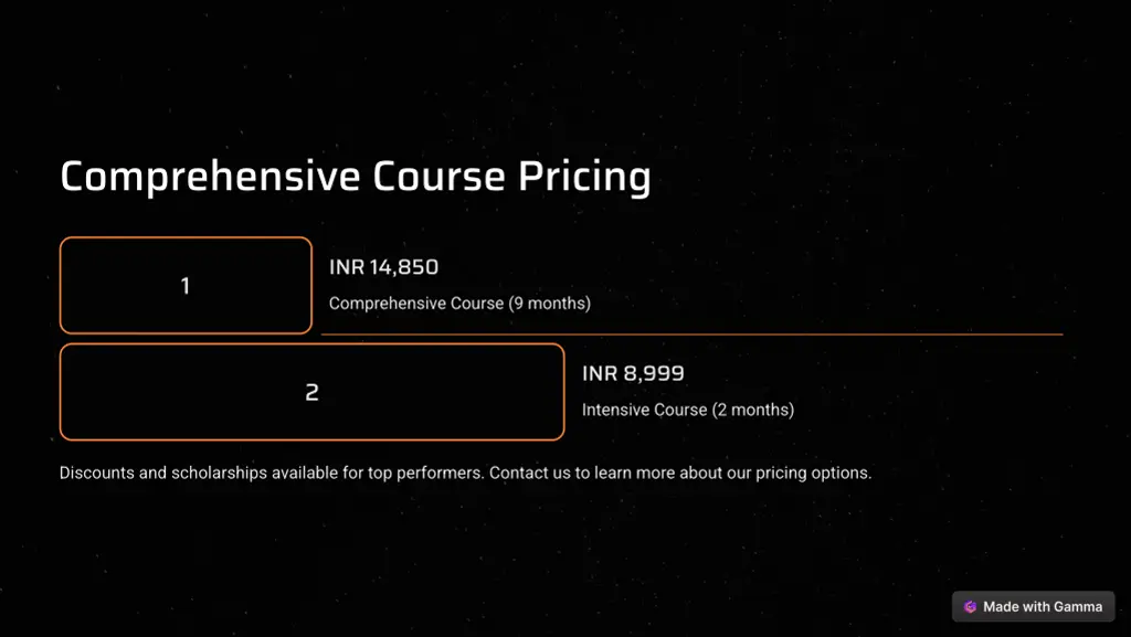 comprehensive course pricing