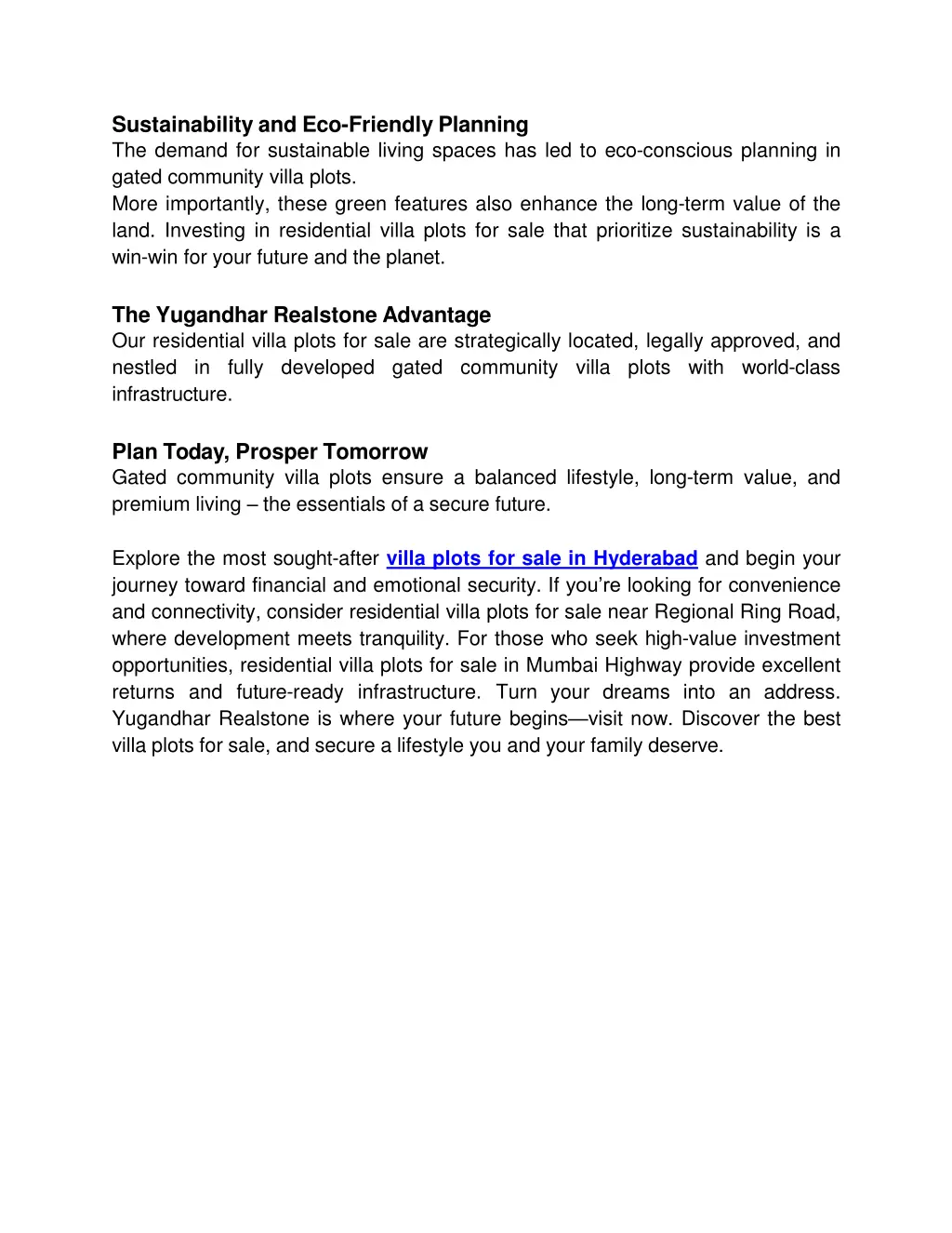 sustainability and eco friendly planning