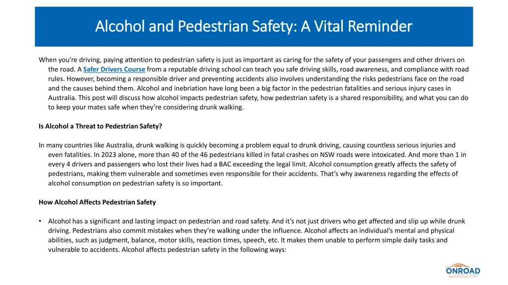 alcohol and pedestrian safety a vital reminder 1